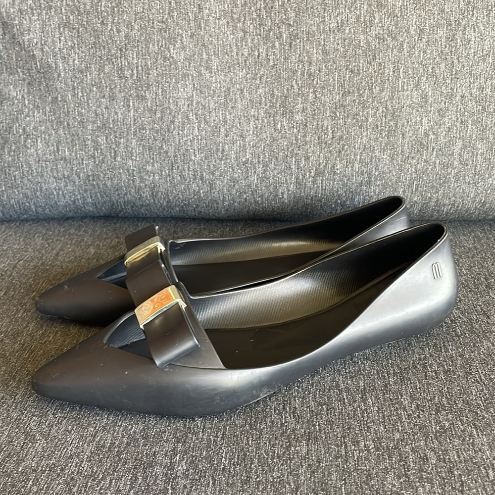 Melissa Maisie flats pointy ballet ballerinas jelly shoes US 9 black